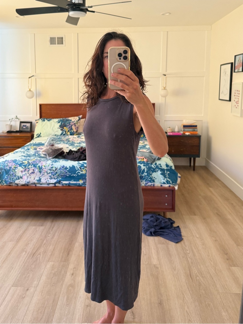 Mod Ref Sleeveless Midi Slip Dress in Charcoal